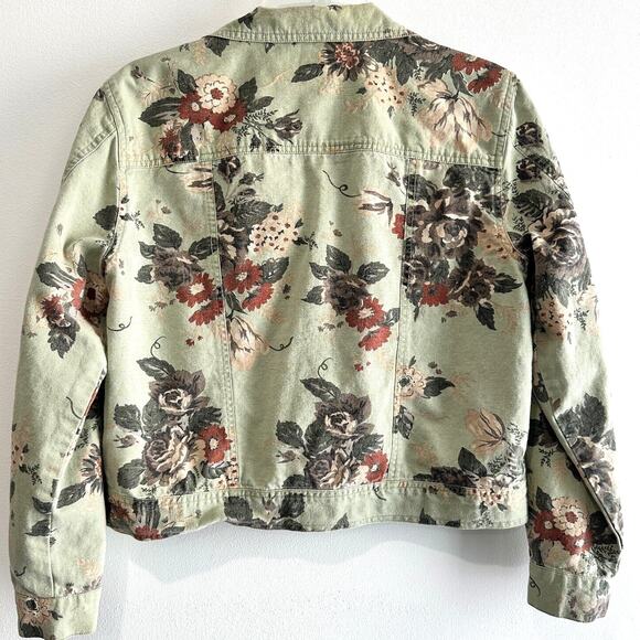 Vintage St. Johns Bay Denim Trucker Jacket Size MP Floral Western Boho Cottage - Picture 2 of 7
